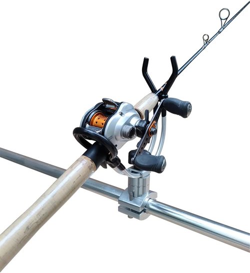 BroCraft Aluminum Rail Mount Clamp on Rod Holder / Pontoon Boat Square Mount Rod Holder