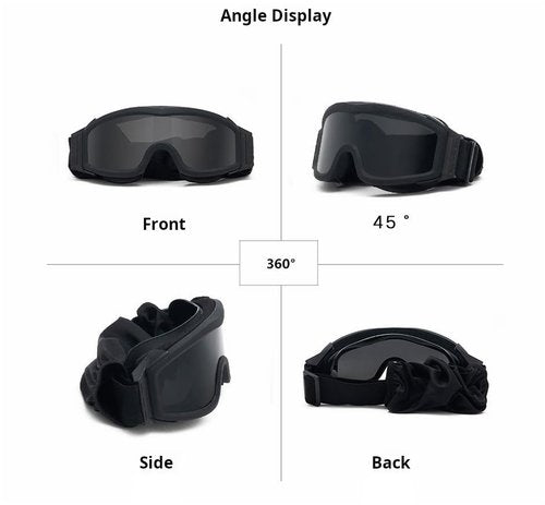 LEJUNJIE Airsoft Goggles, Tactical Safety Goggles Anti Fog Paintball Goggles with 3 Interchangeable lens Hunting Cycling