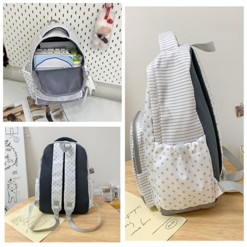 Large Striped Star Y2K Star Backpack Whimsical Twee Wing Cute Bookbag