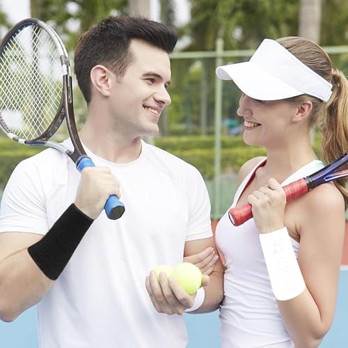 Sport Sweatbands for Men & Women 6 Inch Absorbent Cotton Wrist Bands - Black+White 4 Pack