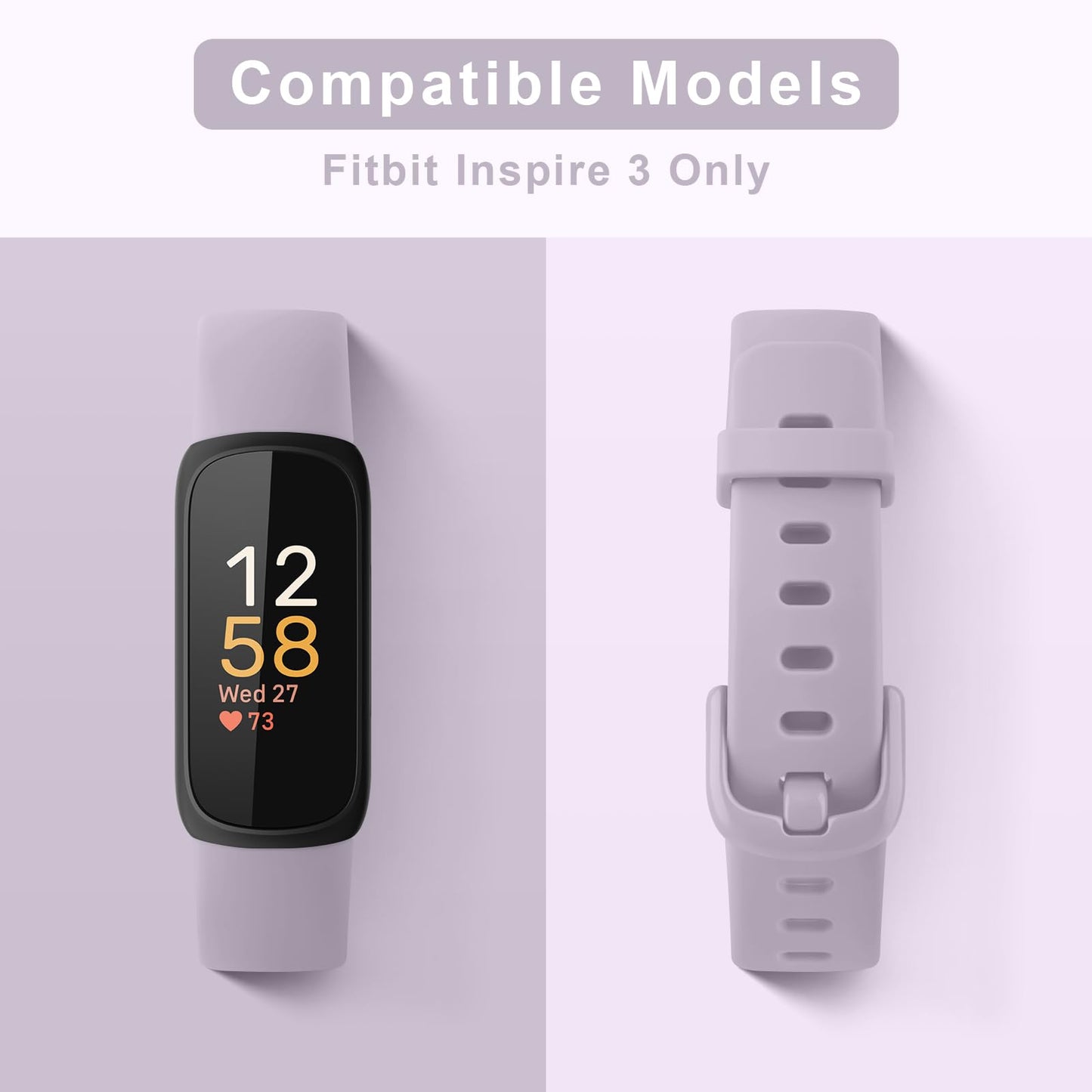 6-Pack Bands for Fitbit Inspire 3 Bands for Women Men, Soft Silicone Adjustable Wristband Replacement Straps Compatible with Fitbit Inspire 3 Fitness Tracker