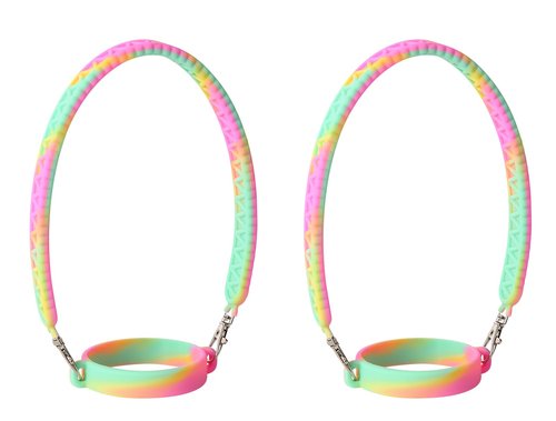 Hiiglxii Silicone Water Bottle Handle Strap for Stanley Cup Holder with Strap Tumbler Carrier Sling, Water Bottle Accessories Cup Handle Attachment for Most 8oz to 40oz Cups, Rainbow 2 Pack