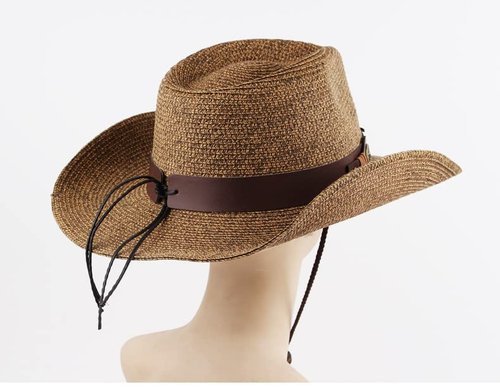 Wide Shapable Brim Straw Cowboy Hat Men Women UV Sun Protection Cowgirl Sun Hats UPF 50+ Holiday Travel Panama Fedora Hat Beach Caps Straw Hat Outdoor Headwear Coffee