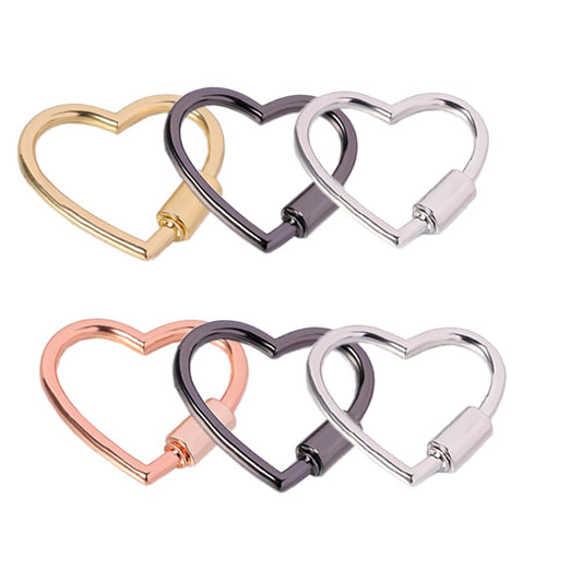 6 Heart Shape Aluminum Key Ring Gold Multicolor Screw Lock Clip Key Ring Chain Durable Simple Keychain Holder (Multicolor)