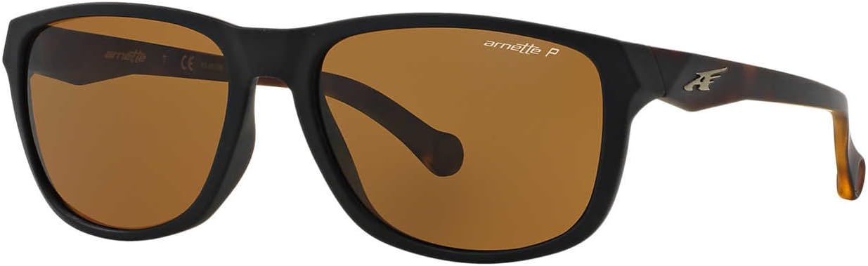 ARNETTE AN4214 Sunglasses - Matte Black Frame with Polarized Brown Lens, 58mm