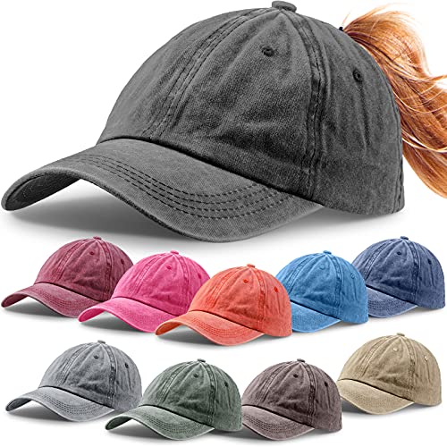 Women’s Satin Ponytail Baseball Cap - Washed Adjustable Twill Hat