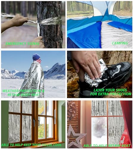 Emergency Foil Blanket 100 Pack Reflective Survival Mylar Blankets - Silver