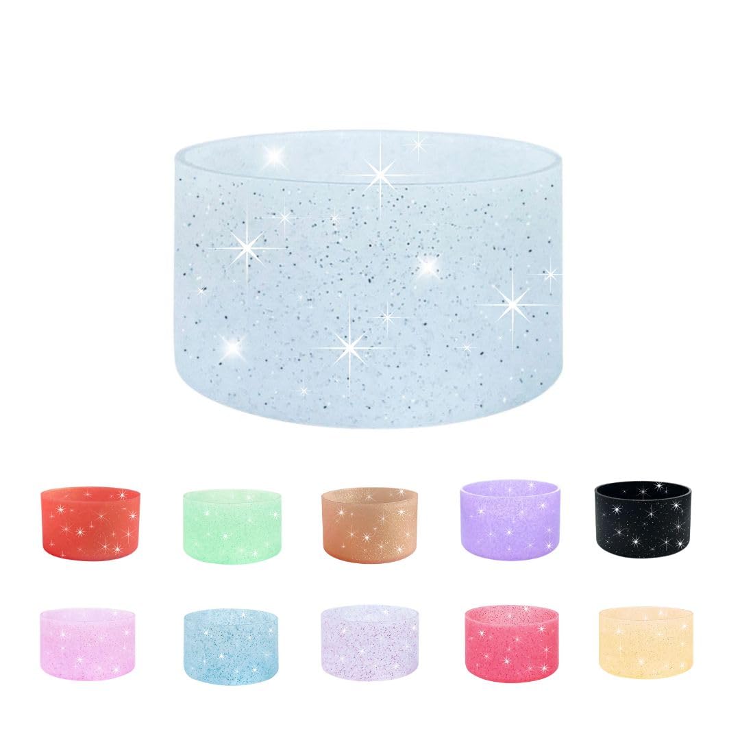 Generic Glitter Silicone Sleeve/Boot for Stanley Cup Protector 20oz-40oz & Anti-Slip BPA Free Bottom Cover Bumper for Sport Bottles & Stanley Cup Accessories (Rose RED W/Glitter)