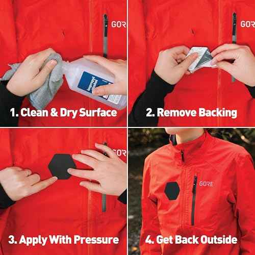 Gear AID Tenacious Tape Gore-TEX Fabric Patches for Quickly Fixing Holes and Tears in Jackets, Gloves, Rain and Ski Pants, Black, 2.5¡± x 2.8¡± Hexagon, 2.5¡± x 4¡± Rectangle