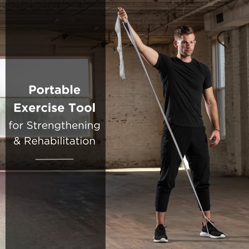 THERABAND CLX Resistance Band with Loops, Fitness Band for Home Exercise and Full Body Workouts, Portable Gym Equipment, Gift for Athlete, Individual 5 Foot Band, Silver, Super Heavy, Level 7