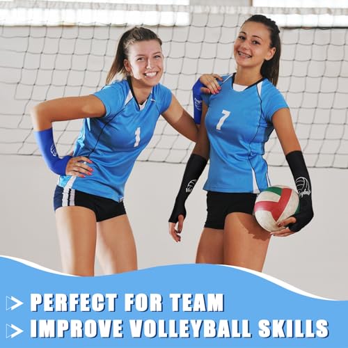 Sports Volleyball Arm Sleeves Set - Blue & Black, M-12 Inch, 3 Pairs