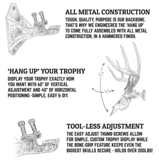 European Trophy Mounting Bracket for Medium Game Skulls - Fully Adjustable