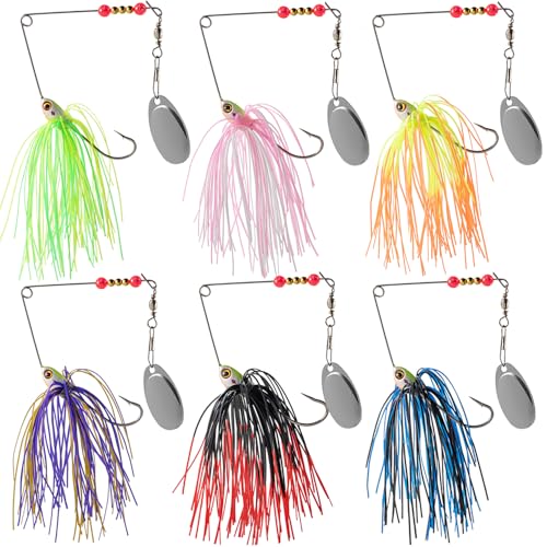 Richary 6Pcs Spinnerbait Fishing Lures Set for Bass Pike Freshwater