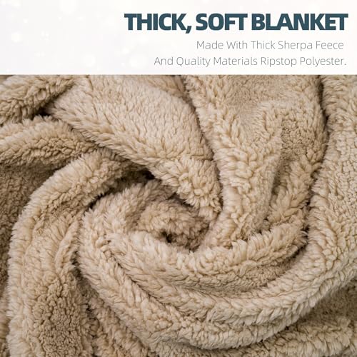 Pale Green Large Camping Blanket with Sherpa Lining 78x56 Inches