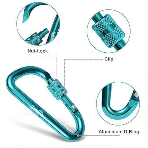6pcs 2¡±D-Clip Durable Locking Carabiner Keychain Clip with Hook