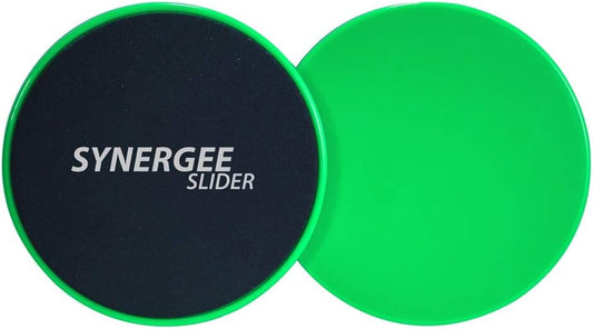 Synergee Core Sliders. Dual Sided Use on Carpet or Hardwood Floors. Abdominal Exercise Equipment
