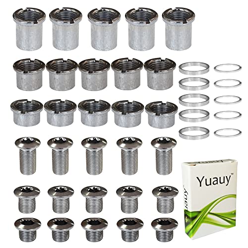 5 pcs for Each Single/Double/Triple Chainring Bolts Screws Disc Crankset Nuts Chainwheel + 10 pcs Washers Fit for Road Bike Mountain Bike MTB (25 pcs)