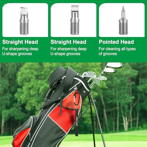 Golf Club Groove Sharpener 3-in-1 Cleaning & Sharpening Tool for Wedge and Iron