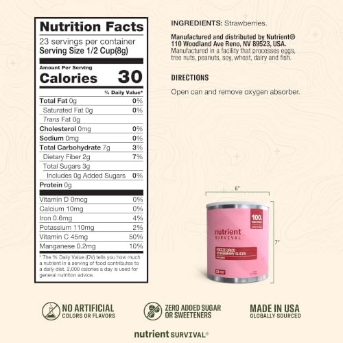 Freeze-Dried Strawberries – Premium Sliced | #10 Can, 25-Year Shelf Life, Emergency Food & Snacks