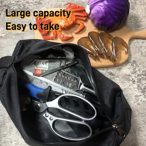 Fishing Knife Set 7PCS with Blue Variation, Fish Cleaning Kit, Fish Scale Brush, Gloves, Storage Bag