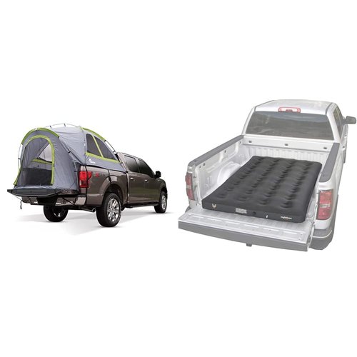 Napier Backroadz Truck Tent, Grey/Green, Full Size Short Bed (5.5'-5.8') & Rightline Gear Truck Bed Air Mattress with Built-in Pump, 5 to 6 Foot Bed