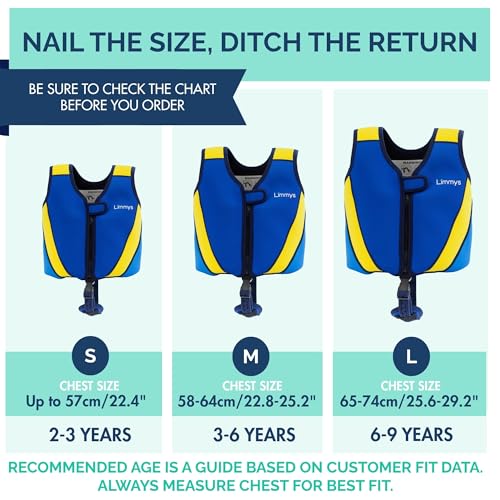 Kids Neoprene Swim Vest with Adjustable Buoyancy, Secure Fit - Royal Blue, 6-9 Years