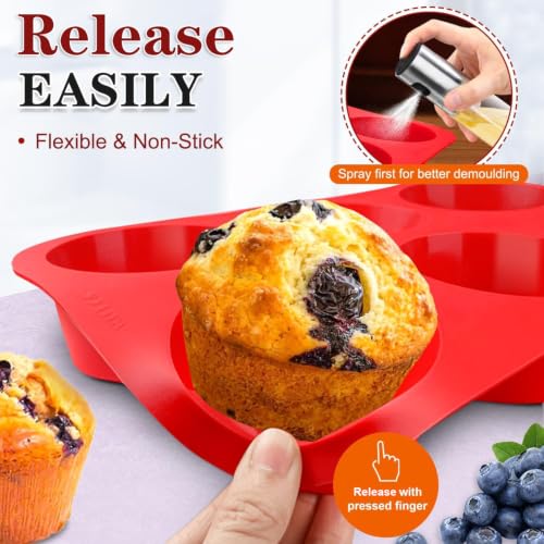 Silicone Muffin Pan Set of 3 Jumbo Regular Mini Cupcake Pans - BPA Free & Non-Stick