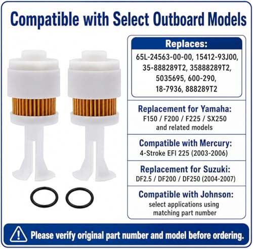Marine Fuel Filter Element Replacement 2 Pack for Yamaha Mercury Suzuki Outboards