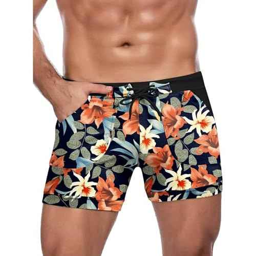 COOFANDY Men's Swimsuit Camo Quick Dry Mens Swimming Shorts Trunks with Pockets