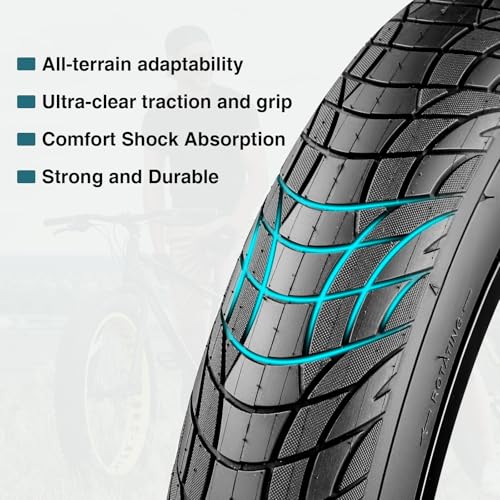20 Inch Electric Bike Tire 20x3.0 Fat Tire for Snow, MTB, Tricycle - 2 Pack, No Tube