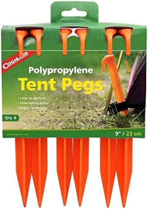 Coghlan's 9-Inch Polypropylene Tent Pegs, 6-Pack, Multicolor (9496)