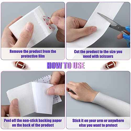 BBTO 3 Pack Athletic Sports Tape Football Turf Tape Easy Tear No Sticky Residue Extra Wide Athletic Tape Waterproof Sports Tape for Athlete Sport Trainers, 3 Size (White)
