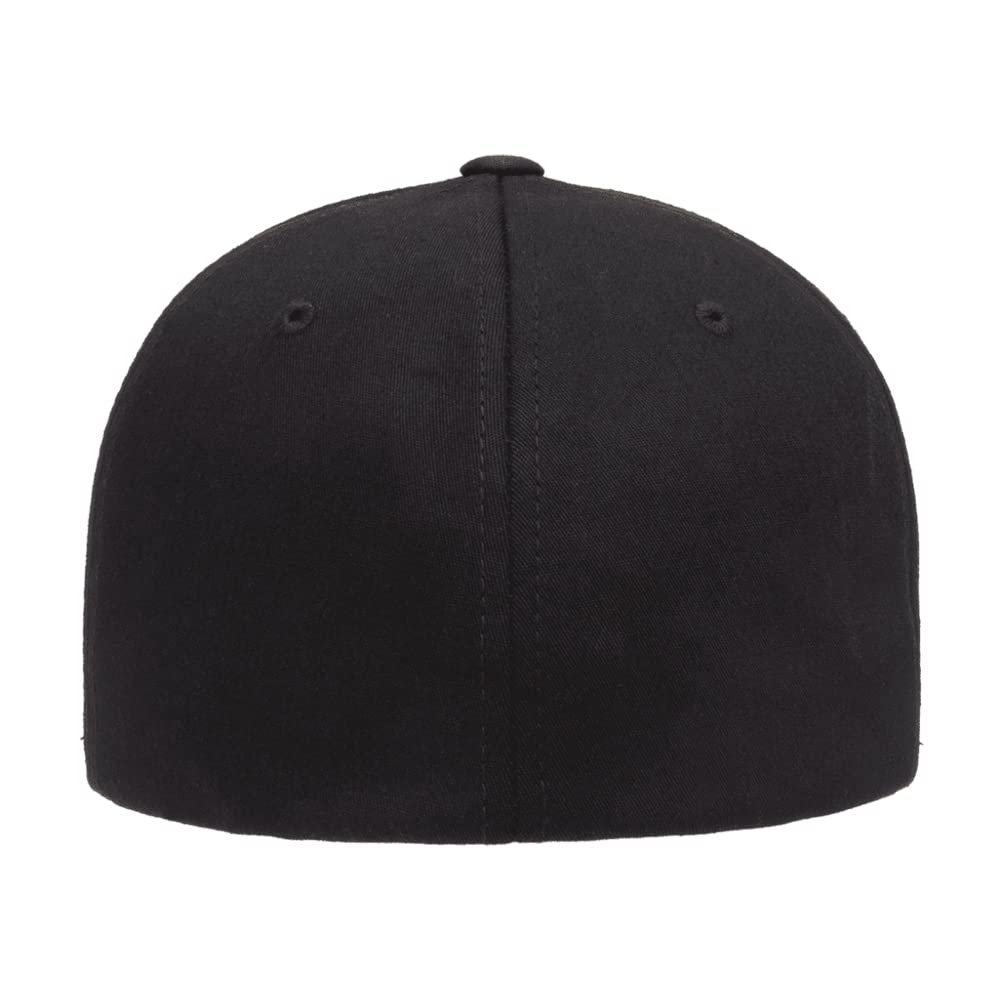The Hat Pros Flexfit 5001 Standard Cotton Twill Structured 6-Panel Fitted Baseball Cap with Permacurv Visor (Black, L/XL)