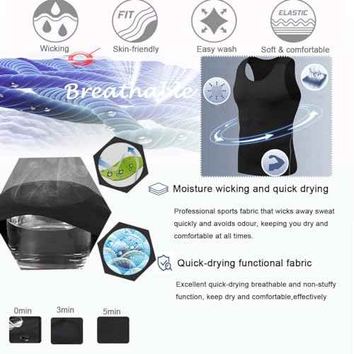 Men's Tank Top Compression Shirts Athletic Workout Sleeveless Shirts Fit Slimming Body Shaper Vests Shapewear
