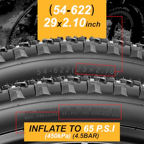 29×2.1 Inch Folding Mountain Bike Tire Set 2 Pack - Durable Off-Road Tires