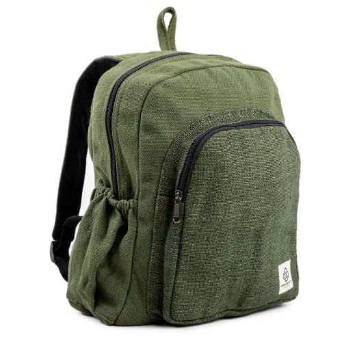 Freakmandu Organic Hemp Backpack - Eco-Friendly Travel & Hiking Bag - Green