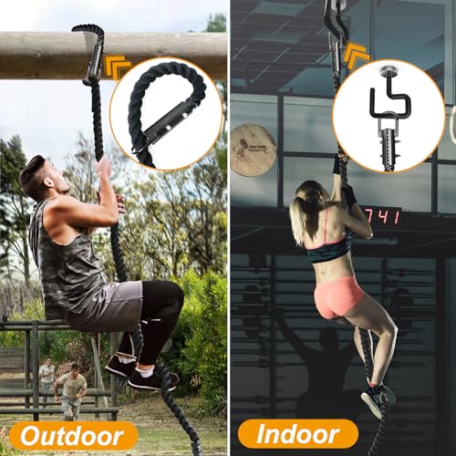 1.5 Inch Diameter Climbing Rope Gym Workout - 10ft Heavy Duty Exercise Rope for Indoor & Outdoor Fitness