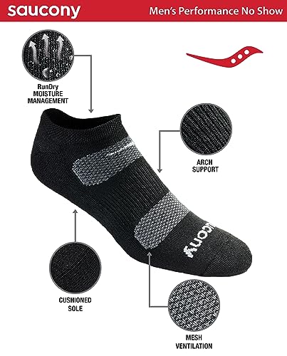 Men's Performance Mesh Ventilating No-Show Socks - Black Basic, Large, 12 Pairs