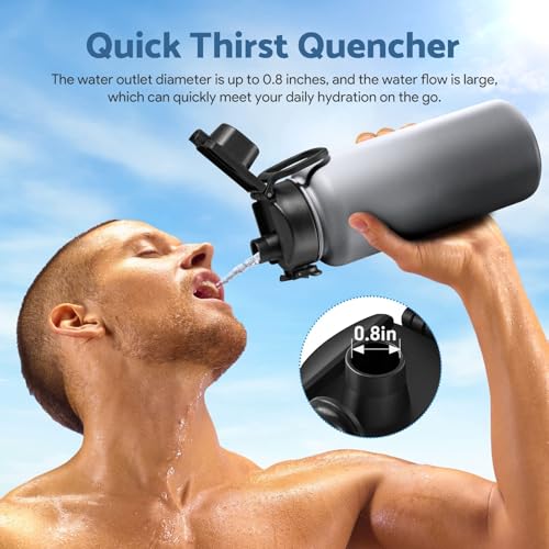 Wide Mouth Water Bottle Lid Replacement with Locking Carabiner for Hydro Flask & More