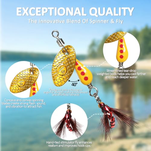 10Pcs Trout Spinner Flies Fishing Lures Set with Single Hooks