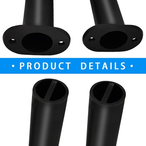 Mojiate Fishing Rod Holder Plastic Rod Holder with UV 90 Degree Flush Mount 2PCS for Yacht, Boats, Ships and More (Black)