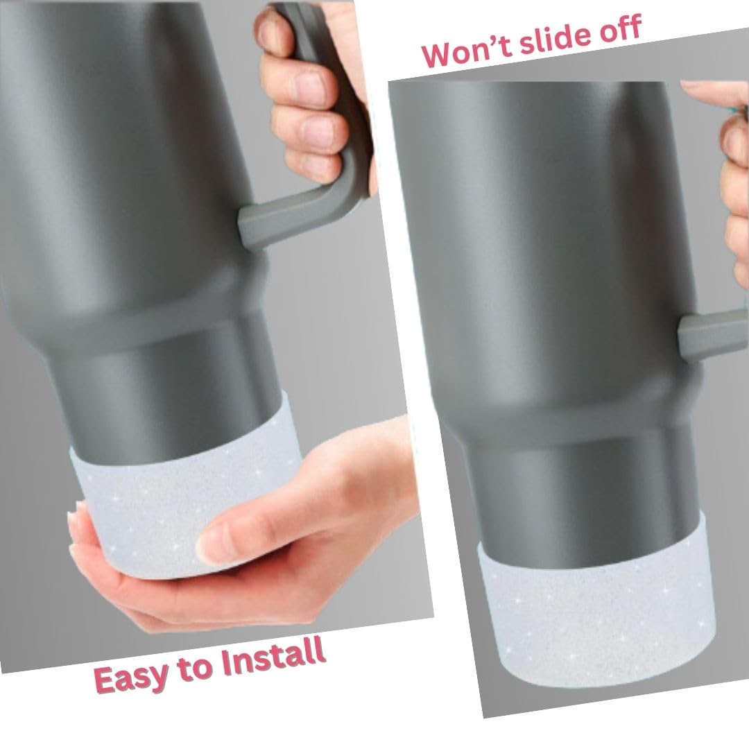 Generic Glitter Silicone Sleeve/Boot for Stanley Cup Protector 20oz-40oz & Anti-Slip BPA Free Bottom Cover Bumper for Sport Bottles & Stanley Cup Accessories (Rose RED W/Glitter)