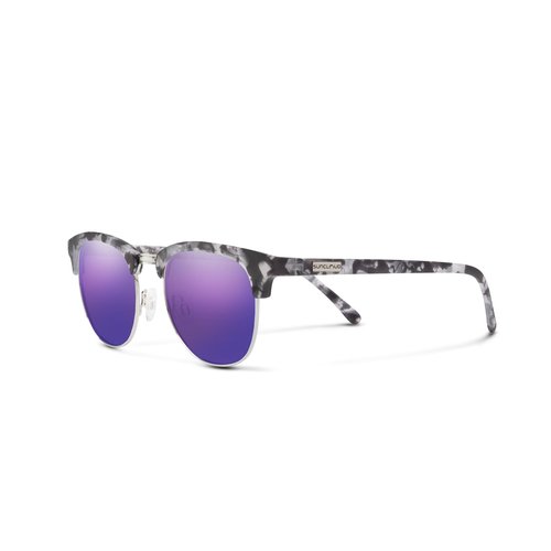 Suncloud Step Out Polarized Sunglasses – 100% UV Protection – Comfortable Fit, Trendy Design – for Men & Women – Matte Ice Tortoise/Silver + Polarized Purple Mirror Lenses