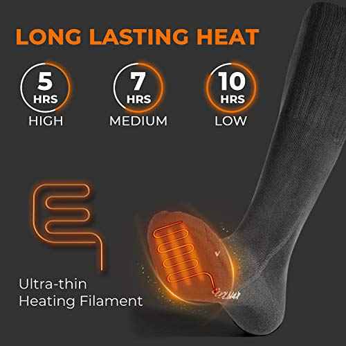 ORORO Heated Socks for Men Women, Rechargeable Electric Socks for Cold Feet