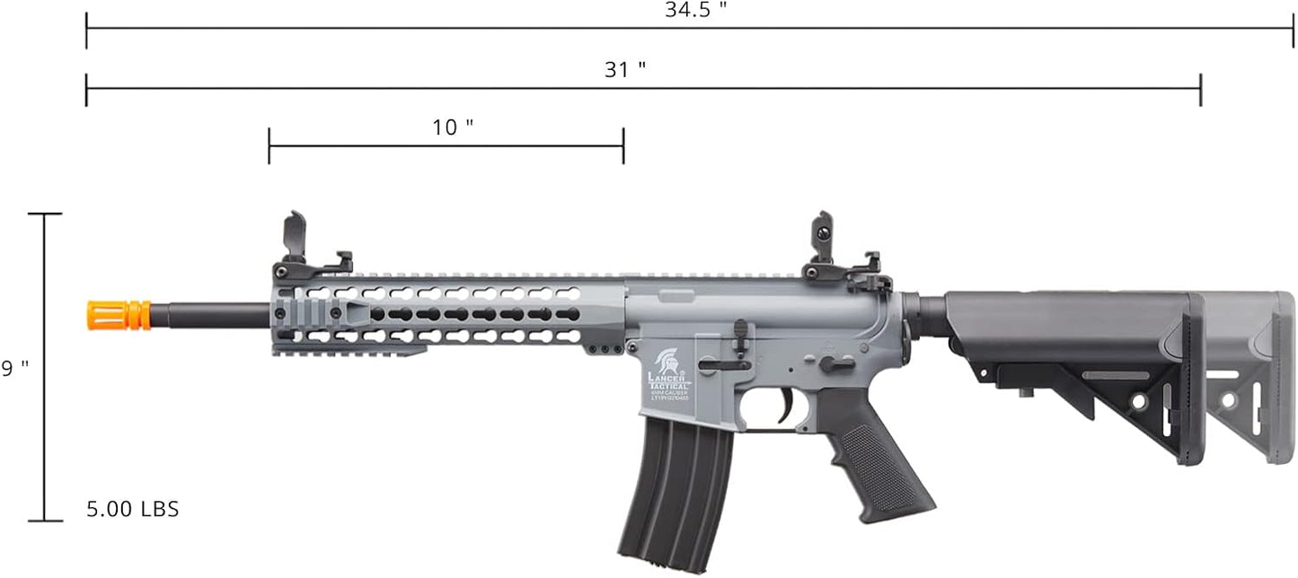 Lancer Tactical Gen 2 LT-19 Airsoft M4 Carbine 10" Electric Full/Semi-Auto Airsoft AEG Rifle, Included 6mm 0.20g BBS, Charger, and Battery