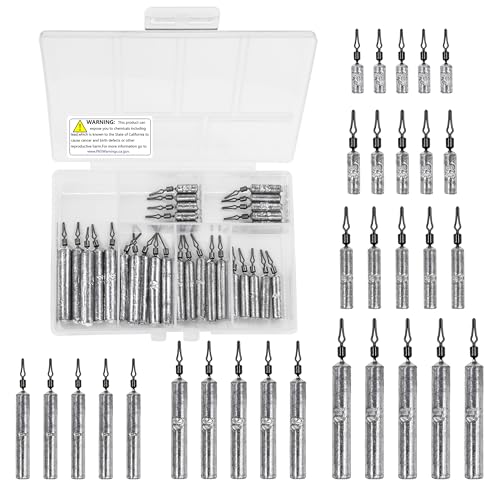 Fishing Weights Sinkers Set - 30pcs Drop Shot Weights for Bass & Fish - 3/16 oz
