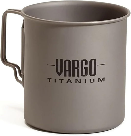 Vargo Titanium Travel Mug | Titanium Coffee Cup with Folding Handles | Light Weight 450 ml Capacity (15 Ounces) Travel Cup | 2.2 Ounces (62 grams) Model T-406