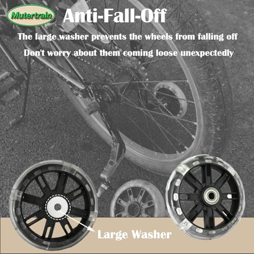 Flash Training Wheels for 12 14 16 18 20 Inch Kids Bike£¬Heavy Duty Training Wheels for Single Speed Bicycle (Black)