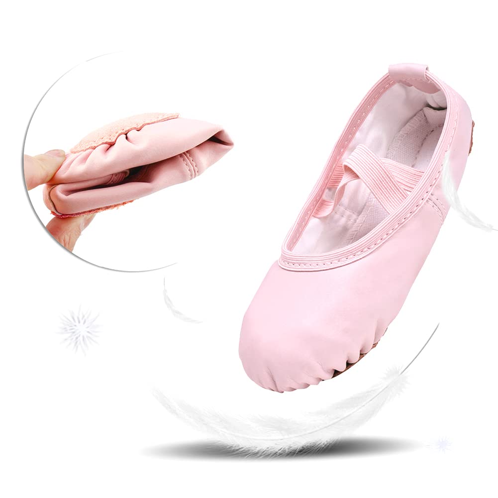 Stelle Ballet Shoes for Girls Toddler Ballet Slippers Soft Leather Boys Dance Shoes for Toddler/Little Kid/Big Kid(Pink, 4MB)