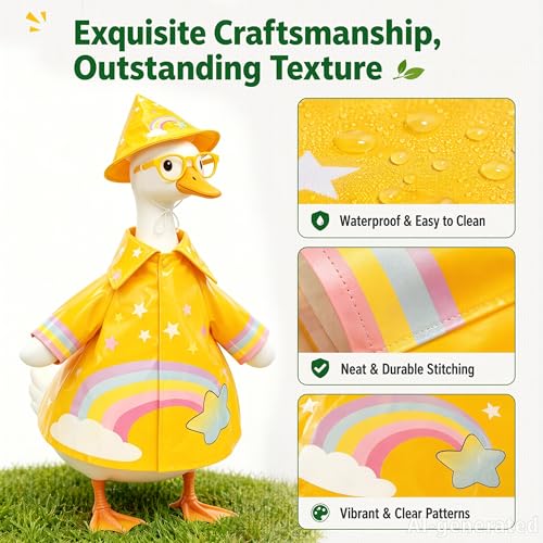 Raincoat Porch Goose Outfit Set with Hat & Accessories for 23" Statue - Yellow Rainbow Pattern